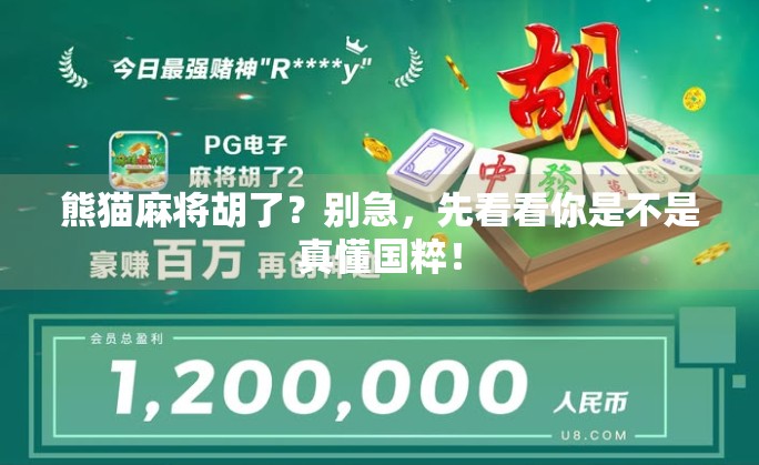 熊猫麻将胡了？别急，先看看你是不是真懂国粹！